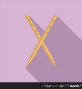 Crossed toothstick icon flat vector. Tooth stick. Wood olive stick. Crossed toothstick icon flat vector. Tooth stick