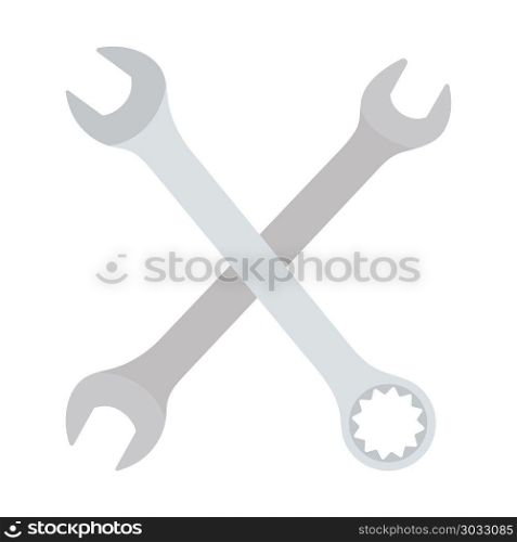 Crossed wrench icon. Crossed wrench icon. Flat color design. Vector illustration.