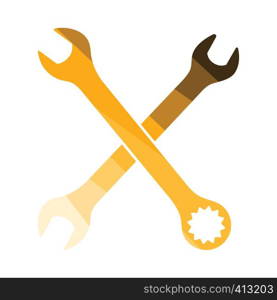 Crossed wrench icon. Flat color design. Vector illustration.