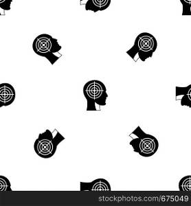 Crosshair in human head pattern repeat seamless in black color for any design. Vector geometric illustration. Crosshair in human head pattern seamless black