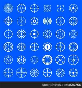 Crosshair target scope sight icons set. Simple illustration of 36 crosshair target scope sight vector icons for web. Crosshair target sight icons set, simple style