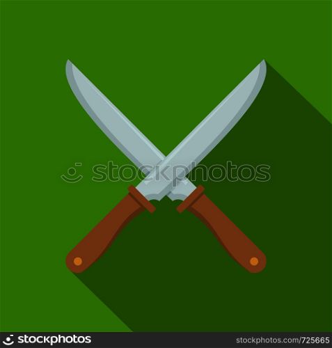 Crossing knife icon. Flat illustration of crossing knife vector icon for web. Crossing knife icon, flat style