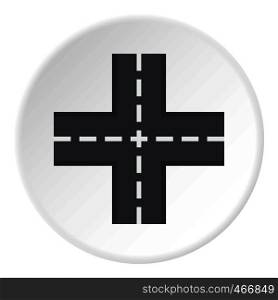 Crossing road icon in flat circle isolated vector illustration for web. Crossing road icon circle