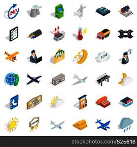 Crossroad icons set. Isometric style of 36 crossroad vector icons for web isolated on white background. Crossroad icons set, isometric style