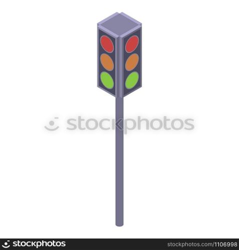 Crossroad traffic lights icon. Isometric of crossroad traffic lights vector icon for web design isolated on white background. Crossroad traffic lights icon, isometric style