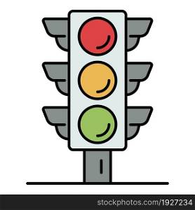 Crosswalk traffic lights icon. Outline crosswalk traffic lights vector icon color flat isolated. Crosswalk traffic lights icon color outline vector