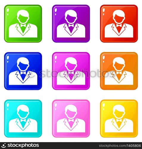 Croupier icons set 9 color collection isolated on white for any design. Croupier icons set 9 color collection