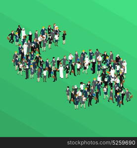 Crowd Dollar Sign Isometric Concept. Crowd of business people in form of dollar sign isometric concept on green background vector illustration