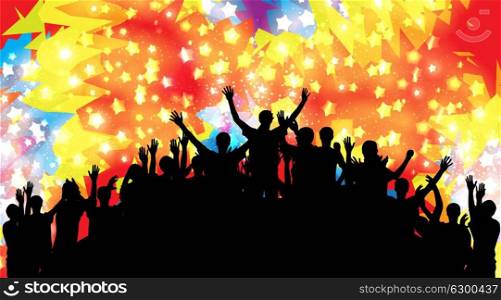 Crowd of happy, satisfied people silhouettes. Vector Illustration. EPS10. Crowd of happy, satisfied people silhouettes. Vector Illustratio