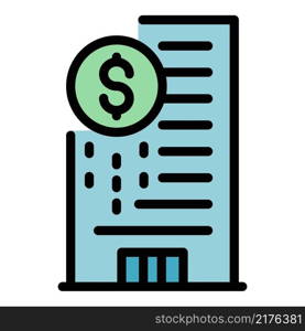Crowdfunding building icon. Outline crowdfunding building vector icon color flat isolated. Crowdfunding building icon color outline vector