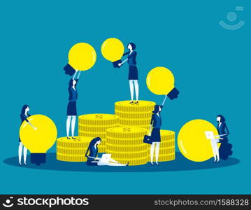 Crowdfunding financing of creative project. Concept business vector illustration, Development, Strategy.