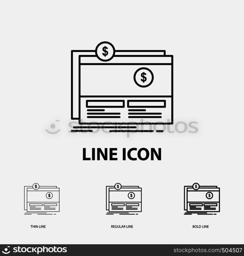 Crowdfunding, funding, fundraising, platform, website Icon in Thin, Regular and Bold Line Style. Vector illustration. Vector EPS10 Abstract Template background
