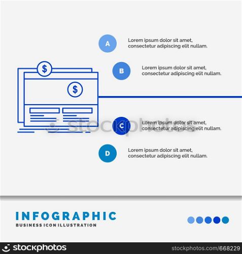 Crowdfunding, funding, fundraising, platform, website Infographics Template for Website and Presentation. Line Blue icon infographic style vector illustration. Vector EPS10 Abstract Template background