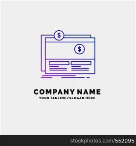 Crowdfunding, funding, fundraising, platform, website Purple Business Logo Template. Place for Tagline. Vector EPS10 Abstract Template background