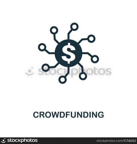 Crowdfunding icon. Monochrome style design from fintech collection. UX and UI. Pixel perfect crowdfunding icon. For web design, apps, software, printing usage.. Crowdfunding icon. Monochrome style design from fintech icon collection. UI and UX. Pixel perfect crowdfunding icon. For web design, apps, software, print usage.