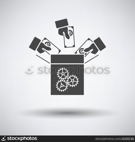 Crowdfunding Icon on gray background, round shadow. Vector illustration.