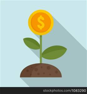 Crowdfunding money flower icon. Flat illustration of crowdfunding money flower vector icon for web design. Crowdfunding money flower icon, flat style