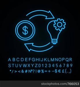 Crowdfunding neon light icon. Fundraising. Project funding. Financing and budgeting. Glowing sign with alphabet, numbers and symbols. Vector isolated illustration. Crowdfunding neon light icon
