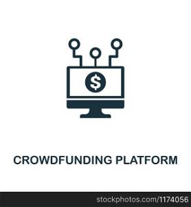 Crowdfunding Platform icon. Monochrome style design from fintech collection. UX and UI. Pixel perfect crowdfunding platform icon. For web design, apps, software, printing usage.. Crowdfunding Platform icon. Monochrome style design from fintech icon collection. UI and UX. Pixel perfect crowdfunding platform icon. For web design, apps, software, print usage.