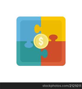 Crowdfunding puzzle icon. Flat illustration of crowdfunding puzzle vector icon isolated on white background. Crowdfunding puzzle icon flat isolated vector