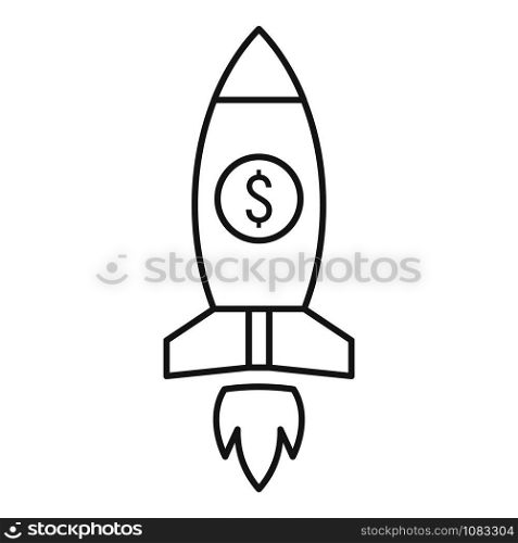 Crowdfunding rocket icon. Outline crowdfunding rocket vector icon for web design isolated on white background. Crowdfunding rocket icon, outline style