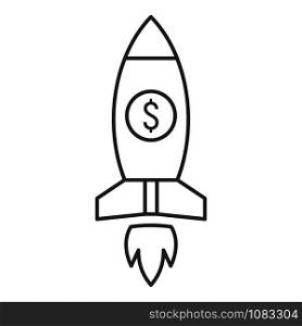 Crowdfunding rocket icon. Outline crowdfunding rocket vector icon for web design isolated on white background. Crowdfunding rocket icon, outline style