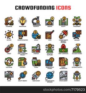 Crowdfunding , Thin Line and Pixel Perfect Icons
