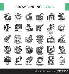 Crowdfunding , Thin Line and Pixel Perfect Icons
