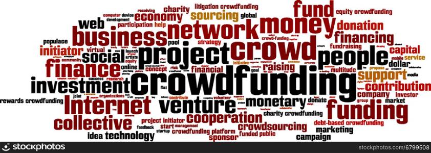 Crowdfunding word cloud concept. Vector illustration