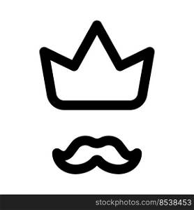 Crown and mustache logotype layout isolated on a white background