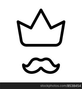 Crown and mustache logotype layout isolated on a white background
