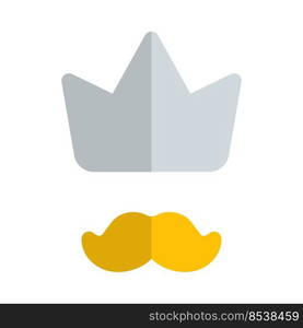 Crown and mustache logotype layout isolated on a white background