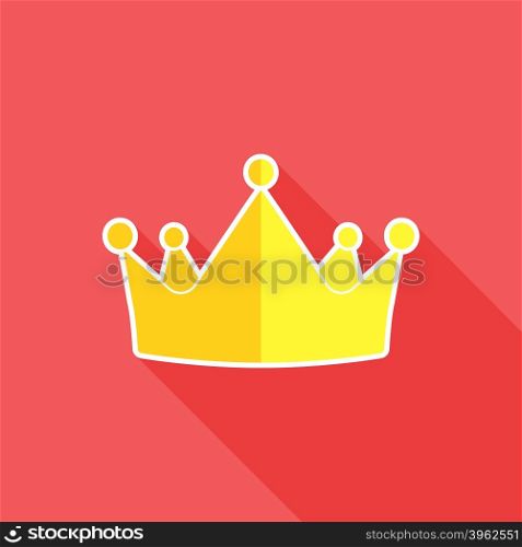Crown flat icon. Gold crown symbol. Vector illustration. Crown flat icon