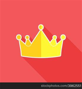 Crown flat icon. Gold crown symbol. Vector illustration. Crown flat icon