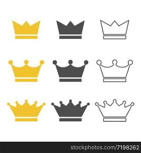 crown flat icon set royal queen logo vector