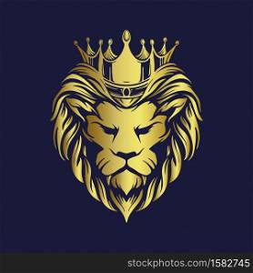 crown gold lion logo Company Premium mascot vector for your store