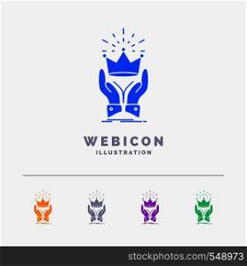 Crown, honor, king, market, royal 5 Color Glyph Web Icon Template isolated on white. Vector illustration. Vector EPS10 Abstract Template background
