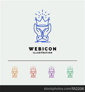 Crown, honor, king, market, royal 5 Color Line Web Icon Template isolated on white. Vector illustration. Vector EPS10 Abstract Template background