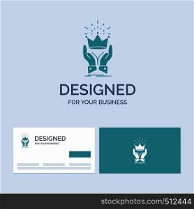 Crown, honor, king, market, royal Business Logo Glyph Icon Symbol for your business. Turquoise Business Cards with Brand logo template.. Vector EPS10 Abstract Template background