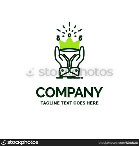 Crown, honor, king, market, royal Flat Business Logo template. Creative Green Brand Name Design.