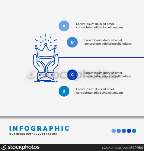 Crown, honor, king, market, royal Infographics Template for Website and Presentation. Line Blue icon infographic style vector illustration. Vector EPS10 Abstract Template background