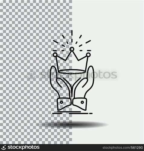 Crown, honor, king, market, royal Line Icon on Transparent Background. Black Icon Vector Illustration. Vector EPS10 Abstract Template background