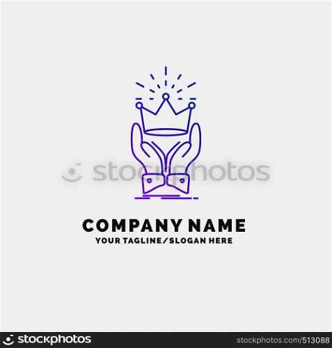 Crown, honor, king, market, royal Purple Business Logo Template. Place for Tagline. Vector EPS10 Abstract Template background