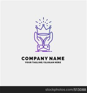 Crown, honor, king, market, royal Purple Business Logo Template. Place for Tagline. Vector EPS10 Abstract Template background