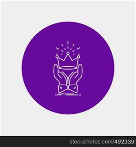 Crown, honor, king, market, royal White Line Icon in Circle background. vector icon illustration. Vector EPS10 Abstract Template background