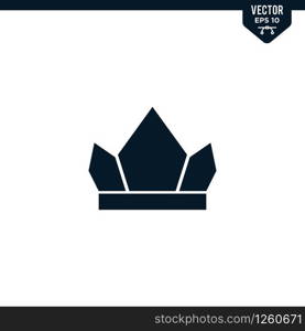 Crown icon collection in glyph style, solid color vector