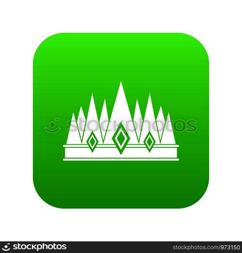 Crown icon digital green for any design isolated on white vector illustration. Crown icon digital green