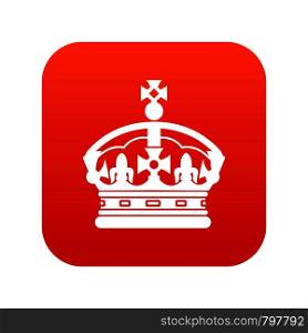 Crown icon digital red for any design isolated on white vector illustration. Crown icon digital red