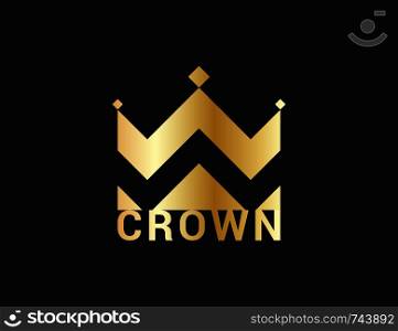 Crown icon. Gold crown on black background