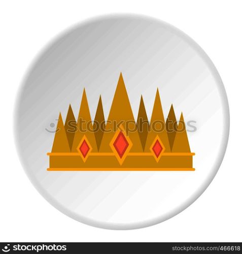 Crown icon in flat circle isolated on white background vector illustration for web. Crown icon circle